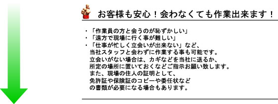 お客様も安心！会わなくても作業出来ます！
